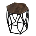 Iron Zig Stool Wood Top