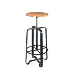 Iron Bar Stool Wooden Top Chuck Nut