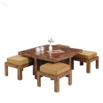 Square Wooden Coffee Table Set of 5