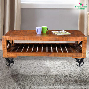 Iron Wheel Rough Top Coffee Table