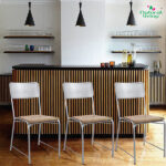Iron Mesh Chair With Wooden Top