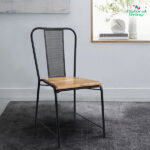 Iron Mesh Chair With Wooden Top