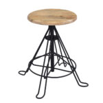 Wooden Top Iron Jefferson Stool furniture pune mumbai goa Bangalore indore jaipur