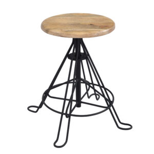 Wooden Top Iron Jefferson Stool furniture pune mumbai goa Bangalore indore jaipur