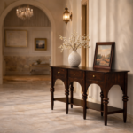 Bridge console table sheesham wood dark teak finish luxury entryway furniture