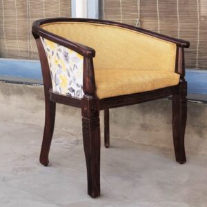 Mehai Wooden Lounge Chair – Upholstered Designer Accent Chair