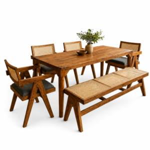 Chandigarh Dining Set – Premium Solid Wood Furniture | Natural Living