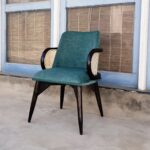 Loop Cane Upholstered Arm Chair – Solid Wood Designer Chair