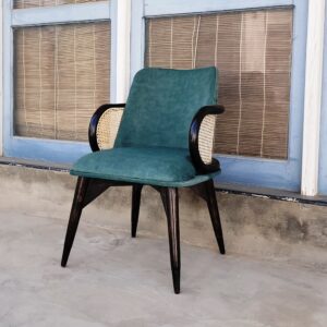 Loop Cane Upholstered Arm Chair – Solid Wood Designer Chair